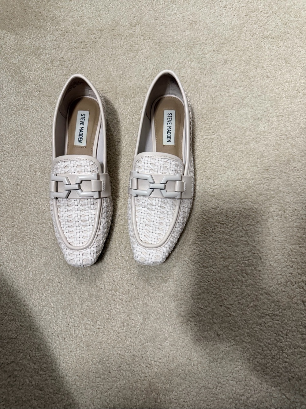Steve Madden Men’s Cream Woven Slip-On Loafers